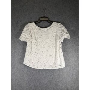 Banana Republic Eyelet Embroidered Flutter Sleeve Top White Women S Coquette